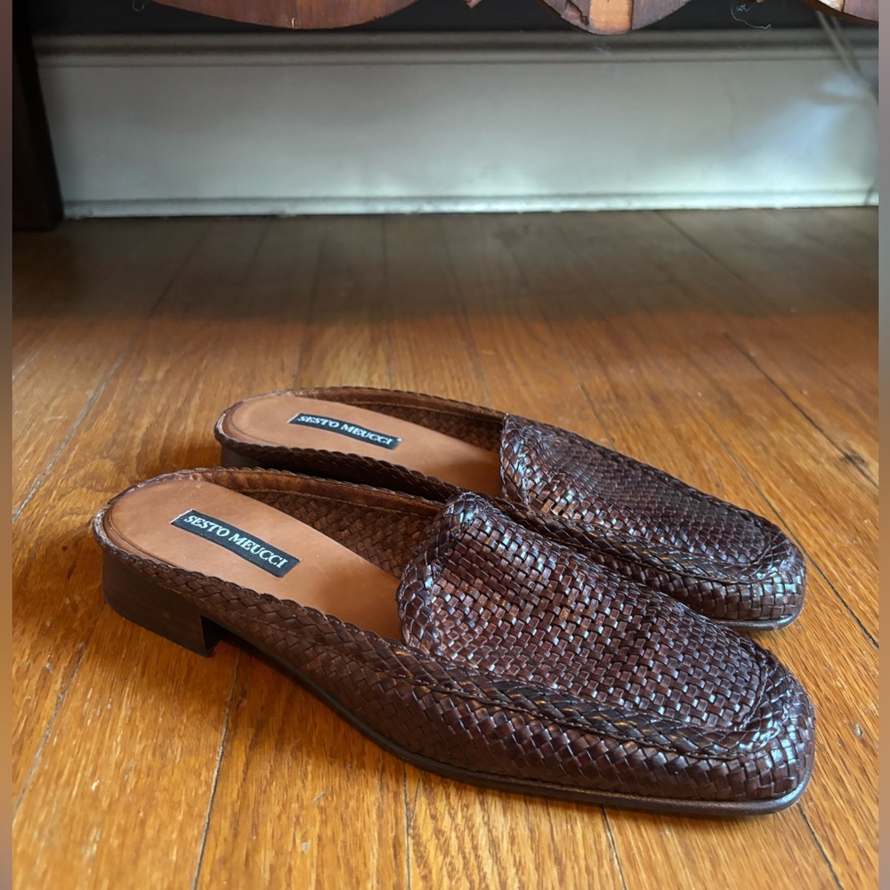 Sesto Meucci woven leather mule loafers 9N